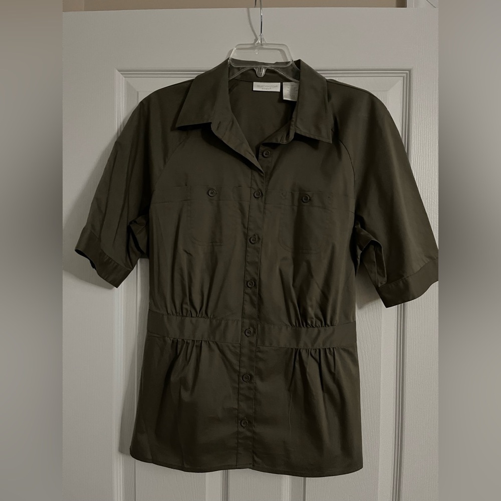 Olive Green Button-Up Dress